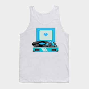 Blue Vinyl Record Player Tank Top